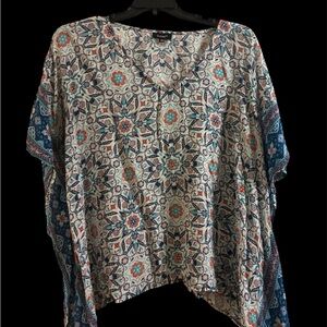 Tolani Multicolor Floral V-Neck Blouse